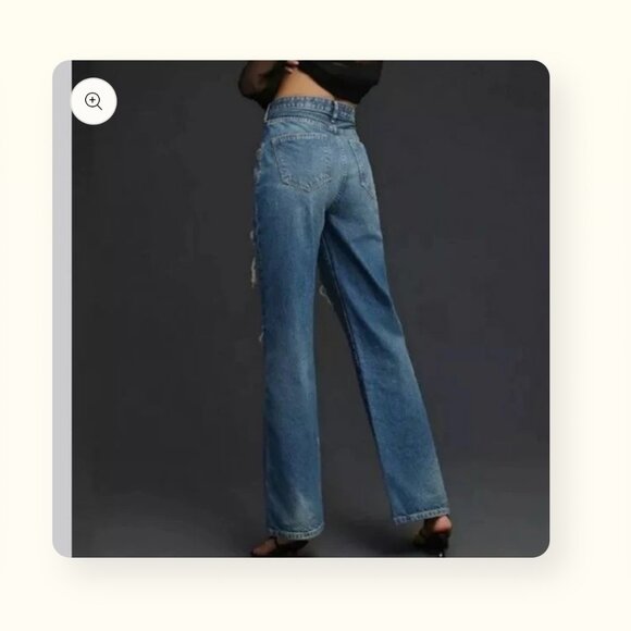Anthropologie Pilcro The Joey High Rise Distressed Wide Leg denim jeans size 27 - Picture 2 of 15